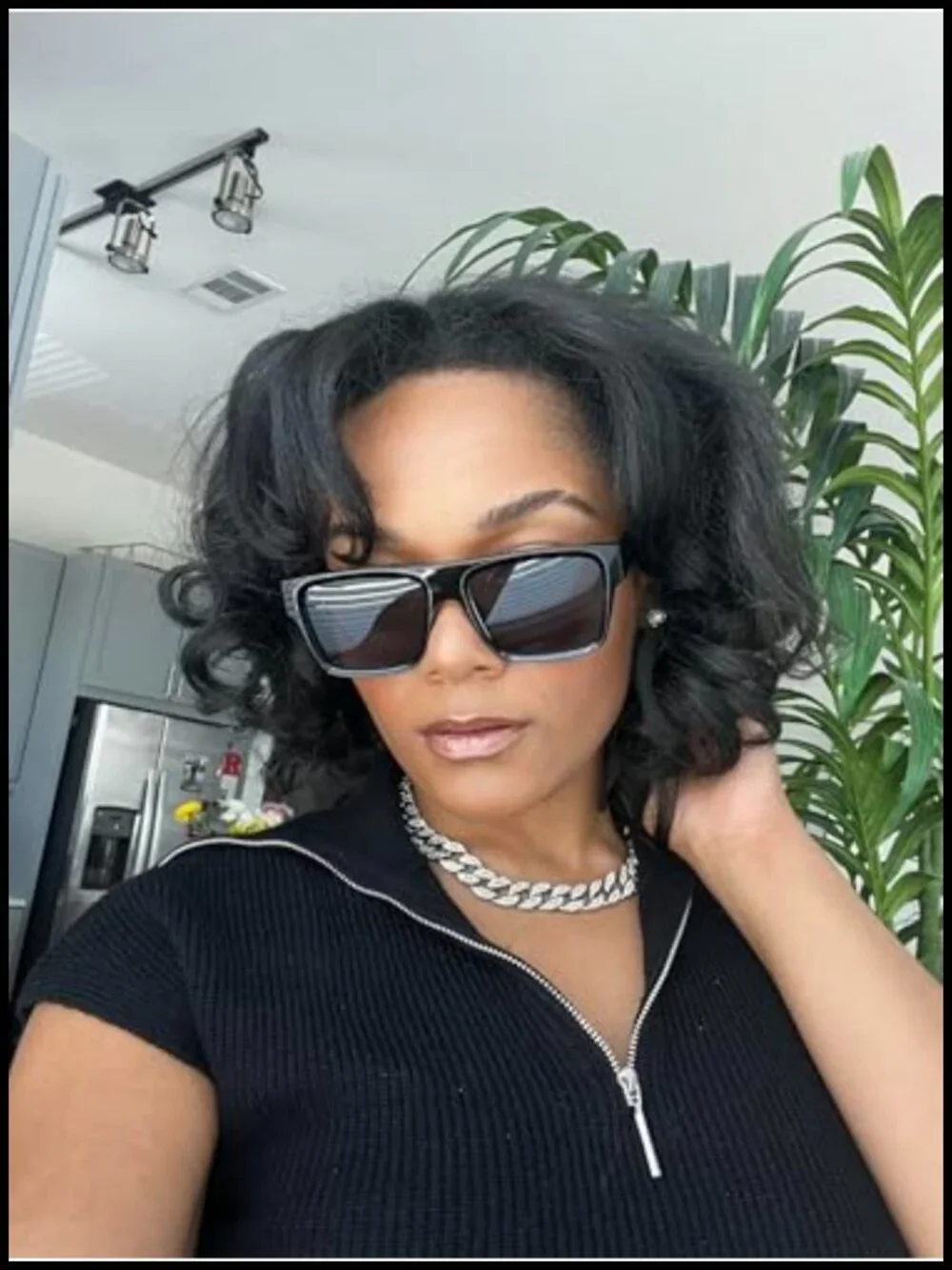 Oversized Square Flat Top Sunglasses UV400 Protection TR90 Frame